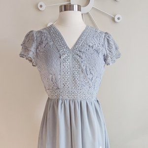NEW Tea N Rose | Pretty Women's Dress in Sage w Lace Bodice | Wedding, Classic